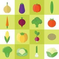 Vegetables flat square icons isolated set vector