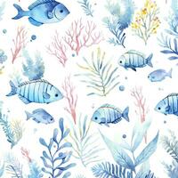 AI generated Underwater Sea element in watercolor on the white background. AI Generated photo