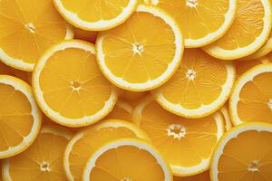 AI generated Orange fruit slices citrus arrangement full frame background. AI Generated photo