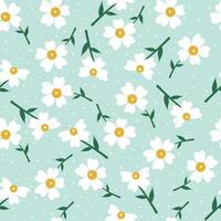 Vector illustration of a vintage seamless floral pattern with cute flower and leaf. Illustration  isolated on selected one coloured background.