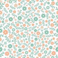 Vector illustration of a vintage seamless floral pattern with cute flower and leaf. Illustration  isolated on selected one coloured background.