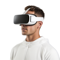 AI generated Man using vr headset png isolated on transparent background