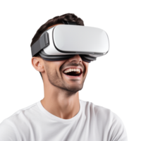 AI generated Man using vr headset png isolated on transparent background