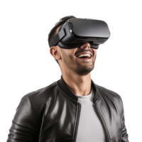 AI generated Man using vr headset png isolated on transparent background