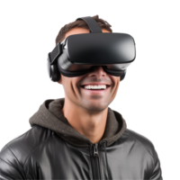 AI generated Man using vr headset png isolated on transparent background