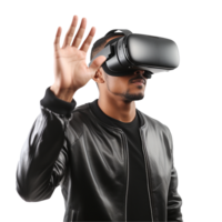 AI generated Man using vr headset png isolated on transparent background