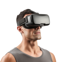 AI generated Man using vr headset png isolated on transparent background