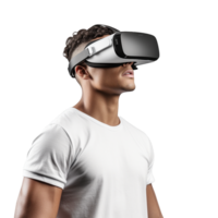 AI generated Man using vr headset png isolated on transparent background