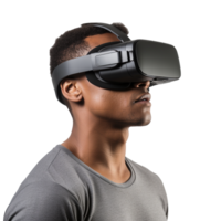 AI generated Man using vr headset png isolated on transparent background