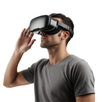 AI generated Man using vr headset png isolated on transparent background