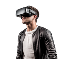 AI generated Man using vr headset png isolated on transparent background