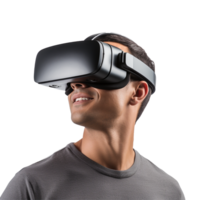 ai gerado homem usando vr fone de ouvido png isolado em transparente fundo