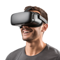 AI generated Man using vr headset png isolated on transparent background