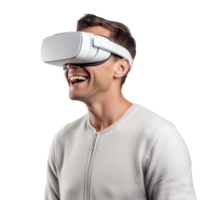 AI generated Man using vr headset png isolated on transparent background