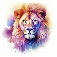 AI generated Watercolor Lion on a white background. For T-shirt Design. AI Generated photo