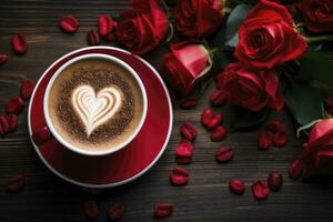 AI generated Valentine's Day Coffee. AI Generated photo