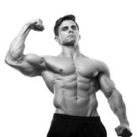 AI generated Male athlete flexing muscle isolated on transparent background png