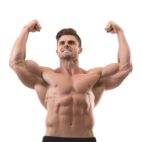 ai gerado masculino atleta flexão músculo isolado em transparente fundo png