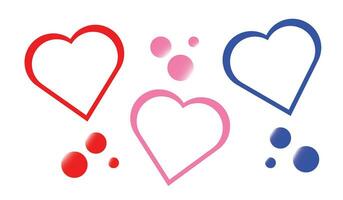 Collection of Love Heart and circle Symbol Icons . Love and circle Illustration Set with Solid and Outline Vector Hearts