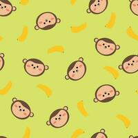 Seamless pattern cute cartoon monkey and banana. for kids wallpaper, fabric print, gift wrapping paper vector