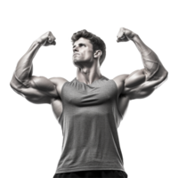 AI generated Male athlete flexing muscle isolated on transparent background png