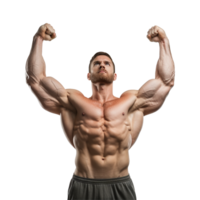 AI generated Male athlete flexing muscle isolated on transparent background png