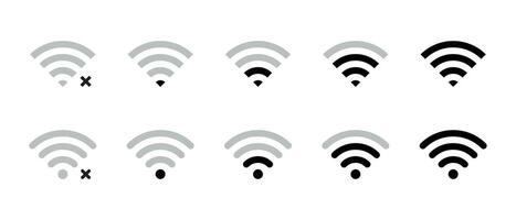 Wifi señal fuerza icono conjunto en plano estilo. inalámbrico conexión red símbolo vector