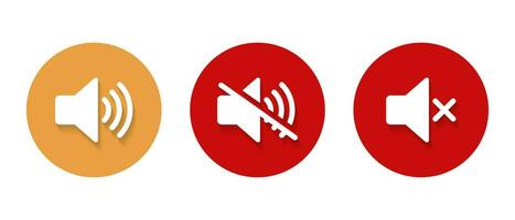 Mute speaker icon with shadow. No sound symbol vector