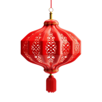 AI generated Chinese lantern 3d rendering  isolated on transparent background png