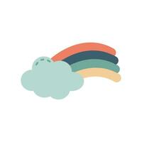 un arco iris y nube icono en un blanco antecedentes boho niños vistoso juguetón Dom Luna flor nube vector