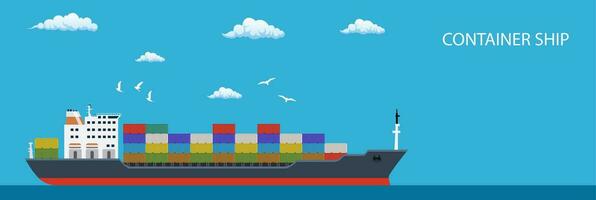 carga envase Embarcacion transportes contenedores vector