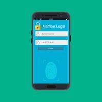 teléfono inteligente desbloqueado por huella dactilar sensor. vector