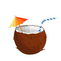 Half coconut on white. vector