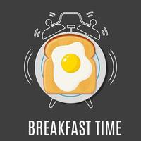 egg and toast and outline alarm clock, vector