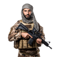 ai generiert Muslim Soldat png isoliert auf transparent Hintergrund