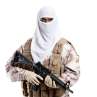 ai generiert Muslim Soldat png isoliert auf transparent Hintergrund