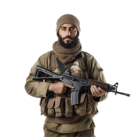 AI generated Muslim soldier png isolated on transparent background