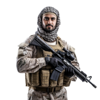 AI generated Muslim soldier png isolated on transparent background