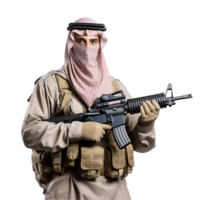 AI generated Muslim soldier png isolated on transparent background