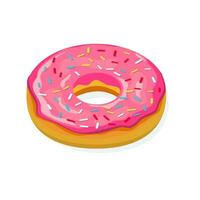 donut with pink glaze. Donut isometric icon, concept unhealthy food, fast food , vector illustration in flat style