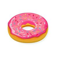 rosquilla con rosado vidriar. rosquilla isométrica icono, concepto insalubre alimento, rápido comida , vector ilustración en plano estilo