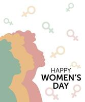 International Women's Day. The poster is excellent for social media posts, cards, brochures, flyers, and advertising poster templates. It is a vector illustration