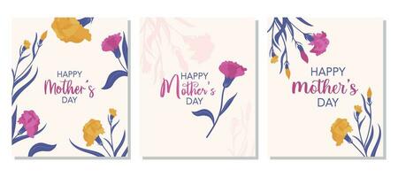 Happy Mother's Day set With flower. The set is great for social media posts, cards, brochures, flyers, and advertising poster templates. Vector illustration.