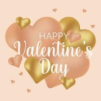 Happy Valentine's Day background with gold and peach fuzz hearts. The background is great for cards, brochures, flyers, and advertising poster templates. It is a vector illustration