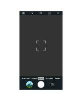 Modern smartphone camera application. User interface of camera viewfinder. Focusing screen in recording time. Vector illustration flat style