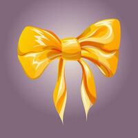 Yellow festive bow, ribbon. Element of festive packaging vector