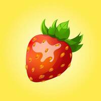 Red juicy strawberry. Vector illustration in realistic style