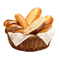 AI generated Bread in Basket isolated on transparent background png