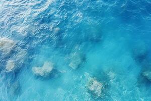 AI generated Top view aerial image from drone of an stunning beautiful sea landscape beach with turquoise water with copy space photo