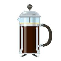 French press coffee or tea icon isolated on white background. Vector illustration in flat style.